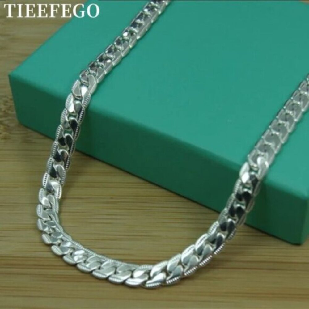 Elegant 925 Silver-Plated Adjustable Chain Necklace - Unisex - Picture 2 of 9